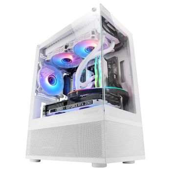 Mars Gaming Mc-se, Caja Pc Micro-atx, Cristal Templado, Tecnología Airtech Mesh, Blanco