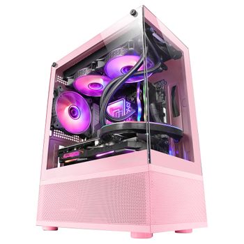 Mars Gaming Mc-se, Caja Pc Micro-atx, Cristal Templado, Tecnología Airtech Mesh, Rosa