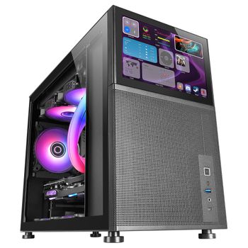 Mars Gaming Mc-lcd, Caja Pc Custom Micro-atx, Pantalla Lcd Ips 8", Negro