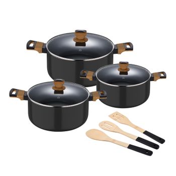 Set San Ignacio Earth  9 Piezas Con 3 Cacerolas+3 Utensilios