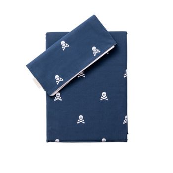 Set Cama Calaveras Funda Nórdica 155x220cm, Almohada 45x110cm Algodón 200tc Navy Scalpers