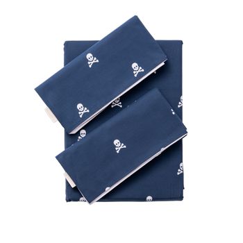 Set Cama (funda Nórdica 240x220 + 2 Fundas 50x85cm) 100% Algodón Navy Calaveras Scalpers