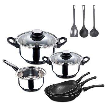 Batería Cocina Inducción 13 Piezas, Antiadherente Sin Pfoa, Aluminio,  Cazuelas Sartenes Tapas Gris Oscuro Berlinger Haus Carbon Pro con Ofertas  en Carrefour