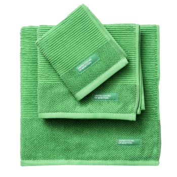 Set De Toallas 3pcs - Incluye Toalla De Tocador 30x50cm, Toalla De Manos 50x90cm Y Toalla De Baño 70x140cm - 450gsm 100% Algodón, Verde Rainbow Benetton