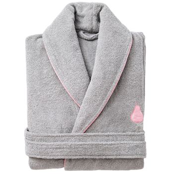 Albornoz L/xl 380gsm 100%algodon Gris Con Pera Rosa Fruits Benetton