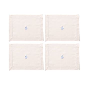 Juego De 4 Manteles Individuales 45x35cm 180gsm En Algodón Crema Con Pera Azul Benetton