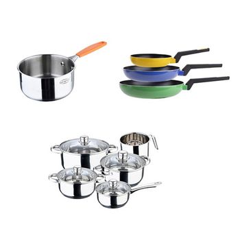 Bergner Click & Cook Set 5 Sartenes + 2 Mangos Desmontables Negro