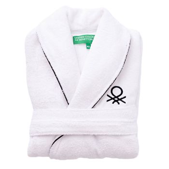 Albornoz L/xl 420gsm 100% Algodón Con Logo Bordado Blanco Core Benetton