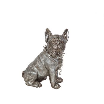 Figura Decorativa Romimex Plateado Resina Perro 24 X 29 X 17 Cm