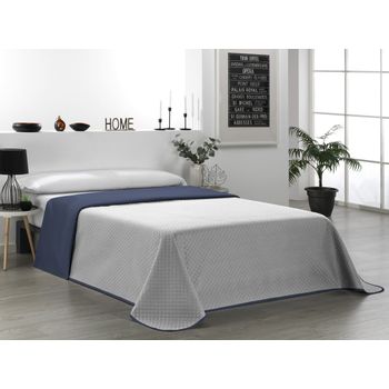 Valentia Home Colcha Bouti Reversible Rombo 135 Cm Gris Azul