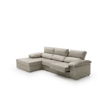 Sofa Chaise Longue Reclinable Y Deslizante Melissa Alta Gama Izquierda Gris