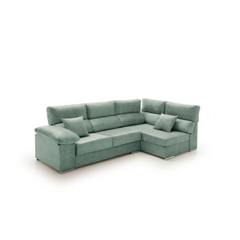 Sofa Chaise Longue Reclinable Y Deslizante Con Puffs Serena Alta Gama Derecha Agua Marina