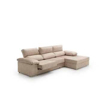 Sofa Chaise Longue Reclinable Y Deslizante Melissa Alta Gama Derecha Beige