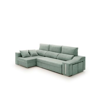 Sofa Chaise Longue Cama Con Arcón Y Puff Giuliana Izquierda Agua Marina