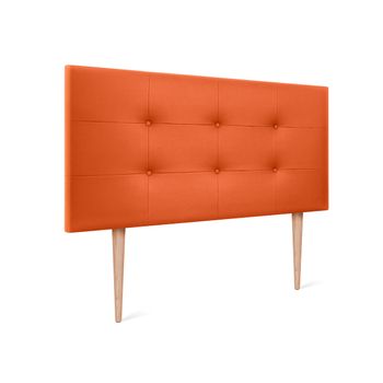 Cabecero De Polipiel Capitoné 110x115cm Con Patas Camas 105 - Naranja