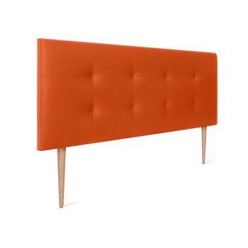 Cabecero De Polipiel Capitoné 145x115cm Con Patas Camas 135/140 - Naranja