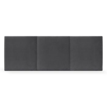 Cabecero De Terciopelo Liso Con Tres Paneles 145x50cm Camas 135/140 - Gris Oscuro