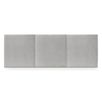 Cabecero De Terciopelo Liso Con Tres Paneles 145x50cm Camas 135/140 - Gris Claro