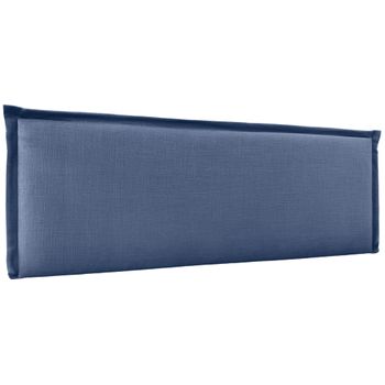 Cabecero De Lino Natural Liso Con Ribete 135x50cm Camas 120/135 - Azul Marino