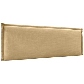 Cabecero De Lino Natural Liso Con Ribete 135x50cm Camas 120/135 - Mostaza