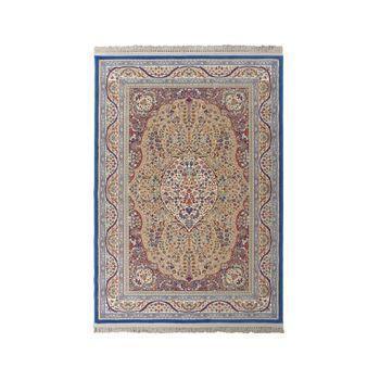 Alfombra Clásica De Pura Lana Virgen 90x200cm Persia 820 Azul Claro