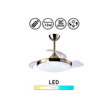 Ventilador De Techo Bora Con Luz 36-24w, Motor Dc Silencioso, Aspas  Retractiles Plegables, Mando Inalambrico,color Negro Mate Pequeño Diametro:  38-92 Cm Pequeño Diametro: 38-92 Cm con Ofertas en Carrefour