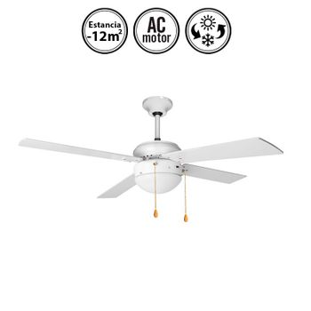 Lampara ventilador techo pequeño luz led 48W 5950 Lm silencioso moderno  Niquel aspas retractiles motor DC luz y memoria Calima S