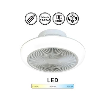 Plafón Ventilador Techo Enkel | Silencioso Ventilador De Techo Blanco Dc Con Aspas Ocultas Y Luz Led De Amplio Ángulo Apertura