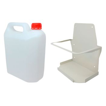 Conjunto Garrafa Pvc De 10l Para Descarga Desagüe Aire Acondicionado + Soporte Metálico En L De Pared | Kit Bidón Grande Soporte