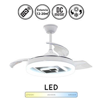 Lámpara Ventilador Led Fashion 45w Dc 6300lm 6 Velocidades 3000k/4000k/6000k