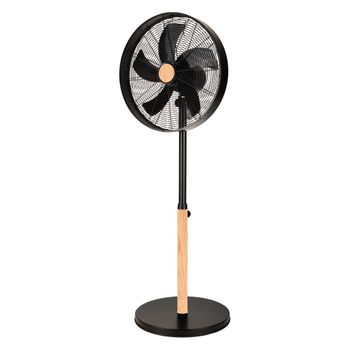 Ventilador De Pie De Estilo Nórdico | Ventilador De Pie Falcon Negro Y Haya | Ventilador De Pie Silencioso 50w