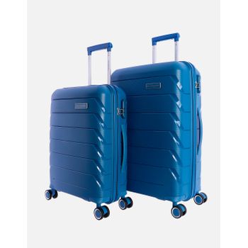 Set De Maletas De Viaje Cabina Y Mediana De Polipropileno Don Algodon 64x44x24 Cm - Azul