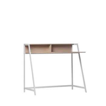 Mesa De Escritorio Madera Y Metal Klast Home Moderno 104 X 91 Cm - Blanco