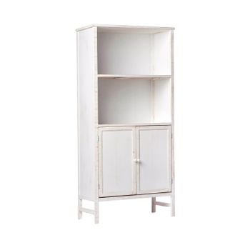 Vitrina Con Estante Madera Reciclada Klast Home Natural 80 X 169 Cm - Blanco