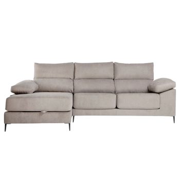 Sofá Chaise Longue Tapizado Nido 3 Klast Home Nórdico 296 X 105 Cm - Gris Topo