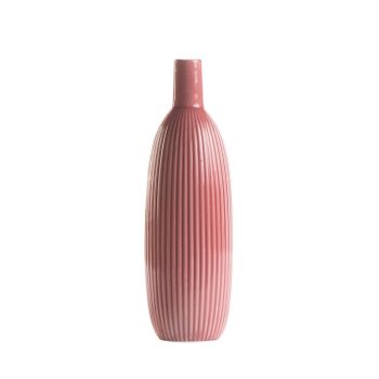 Jarrón Decorativo Ceramica Klast Home Vintage 10 X 32 Cm - Rosa Intenso