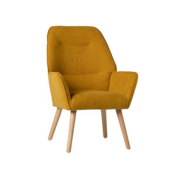 Butaca De Lectura Textil, Patas Madera Klast Home Nórdico 65 X 93 Cm - Mostaza