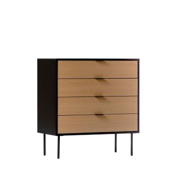 Cómoda Mdf, Melamina Klast Home Industrial 80 X 85 Cm - Negro-natural