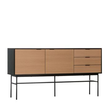 Aparador Alto Mdf, Melamina Klast Home Industrial 160 X 85 Cm - Negro-natural