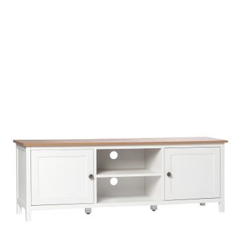 Mueble Tv Mdf, Melamina Klast Home Contemporáneo 150 X 55 Cm - Blanco-natural