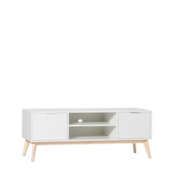 Mueble Tv Mdf Lacado Klast Home Nórdico 140 X 53 Cm - Blanco