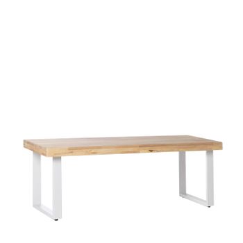 Mesa De Centro Fija Madera Y Metal Klast Home Industrial 120 X 44 Cm - Blanco