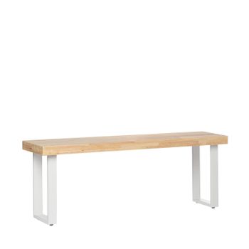 Banco De Madera Madera De Roble Y Metal Klast Home Industrial 120 X 47 Cm - Blanco