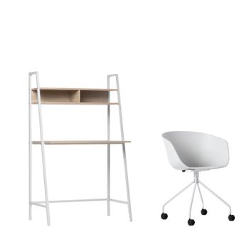 Silla Con Ruedas Madera Y Metal Klast Home Moderno 58 X 78 Cm - Blanco