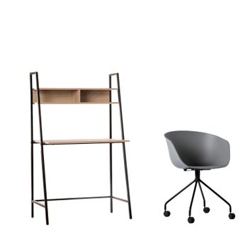 Silla Con Ruedas Madera Y Metal Klast Home Moderno 58 X 78 Cm - Negro