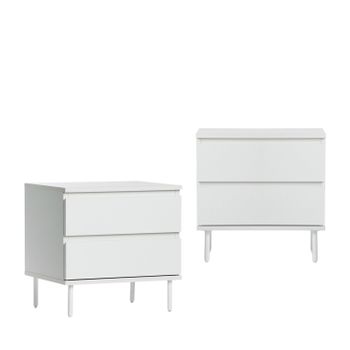 Mesita Con Patas Madera Y Metal Klast Home Moderno 50 X 55 Cm - Blanco