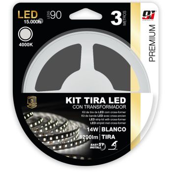 Pack X 3 Unidades Tira Led 3m Blanco 4000k Con Transformador Recortable Y Enlazable - Alta Calidad -