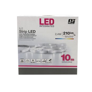 Pack X 3 Unidades Kit Tira Led 10m Blanco 4000k Con Transformador Recortable Y Enlazable -