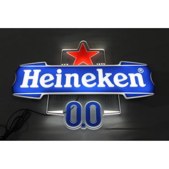 Donclaif Letrero Led Luminoso Heineken 0.0 Blanco Azul Rojo 50x6x29cm 3kgs ;