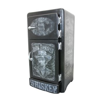 Nevera Vintage Fresquera Años 70 Cajonera Jack Daniels - Negra En Madera 49x41x91cm - Spazioluzio ;